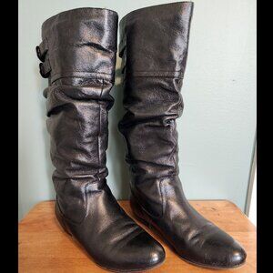 Steve Madden Kadey Black Faux Leather Tall Scrunch Boots, Size 6